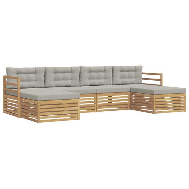 vidaXL Outdoor-Sofagarnitur 6 Stk Weiß und Hellgrau 3390906