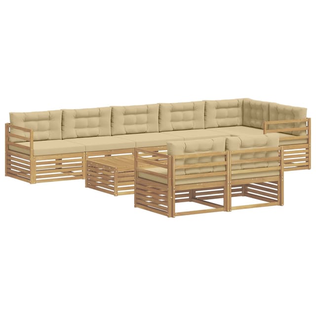 vidaXL Outdoor-Sofagarnitur mit Kissen 9 Stk Weiß und Beige 3390708