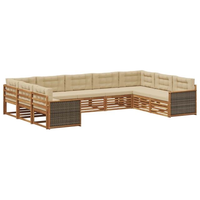 vidaXL Outdoor-Sofagarnitur 9 Stk Natur und Beige Massivholz Akazie 3383831