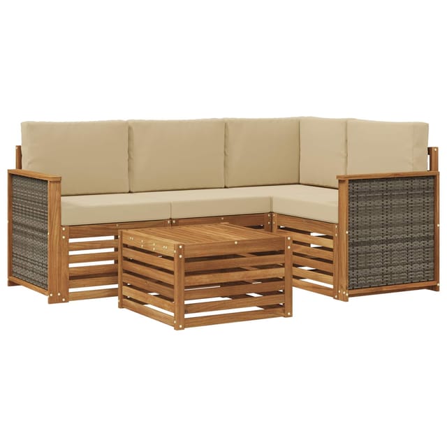 vidaXL Outdoor-Sofagarnitur 5 Stk Natur und Beige 59 x 59 x 37 cm 3384319