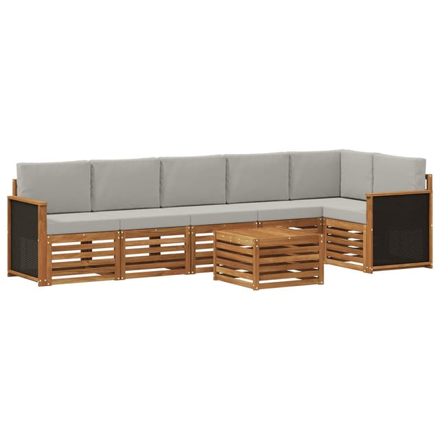 vidaXL Ecksofa Set mit Kissen 6 Stk Natur und Hellgrau 3384432