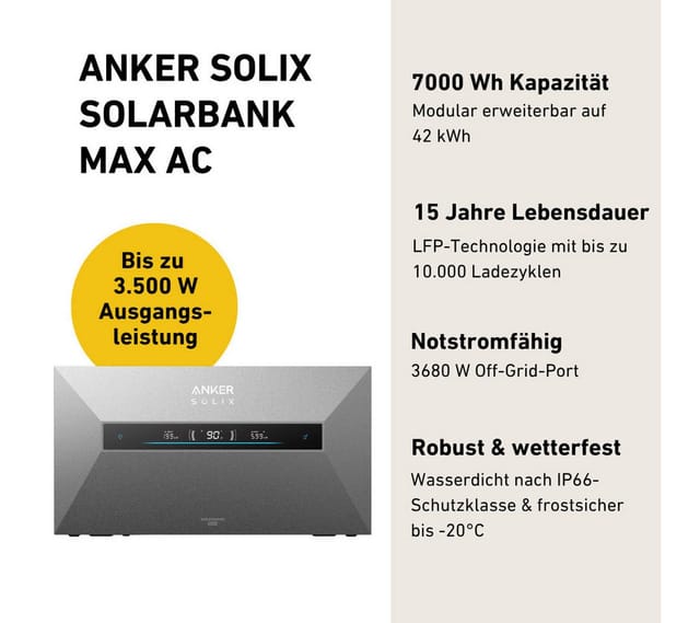 Anker Solix Solarbank Max AC 3.500 W Eingang