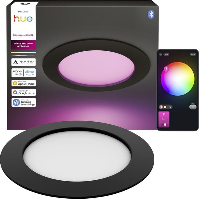 Philips Hue LED-Einbauleuchte Slim White & Color Ambiance Ø 17 cm Schwarz