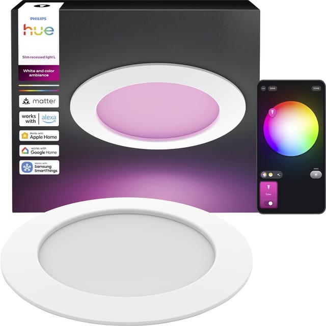 Philips Hue LED-Einbauleuchte Slim White & Color Ambiance Ø 17 cm Weiß