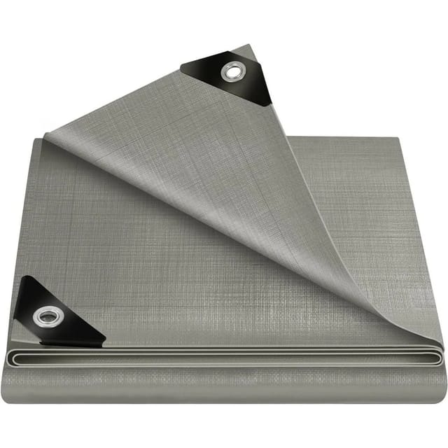 WOLTU Abdeckplane Wasserdicht 280 g/m² PE mit Ösen Grau 5x5 m