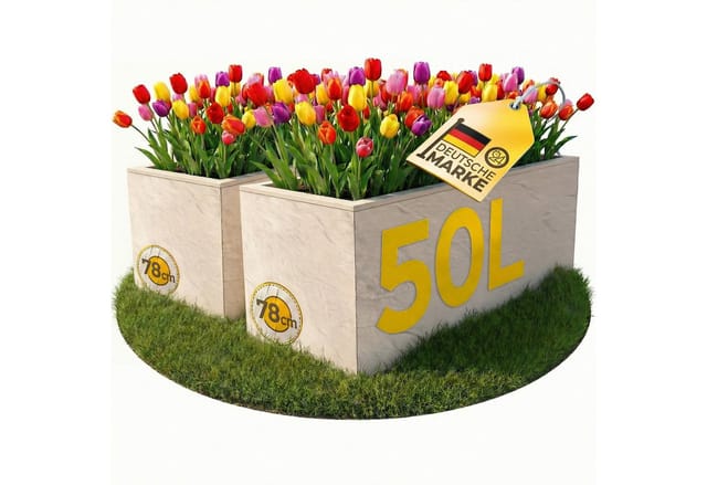 Ondis24 2x Pflanzkübel Pflanzkasten Blumenkübel Vulkano 50 L Leinen