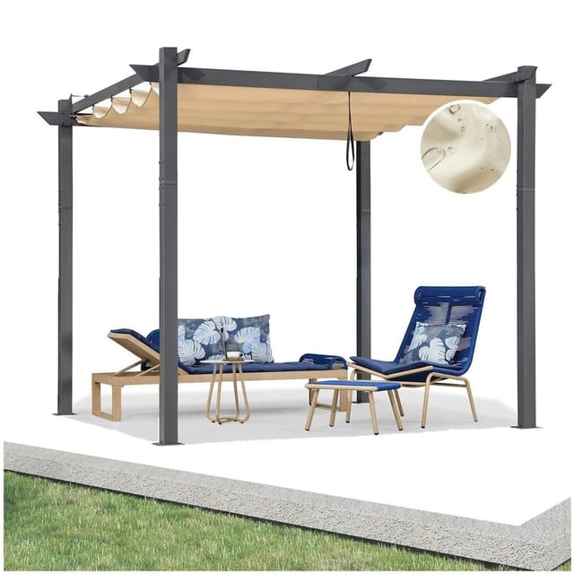Purple Leaf Pergola 300 cm X 300 cm Pavillon mit Schiebedach Aluminium Wasserdicht