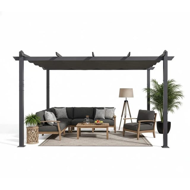 Purple Leaf Pergola 300 cm X 300 cm X 245 cm Aluminium Pavillon mit Schiebedach