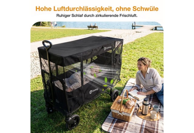 Sekey Insektenschutz für Faltbarer Bollerwagen mit Dach 110 x 60 x 75 cm