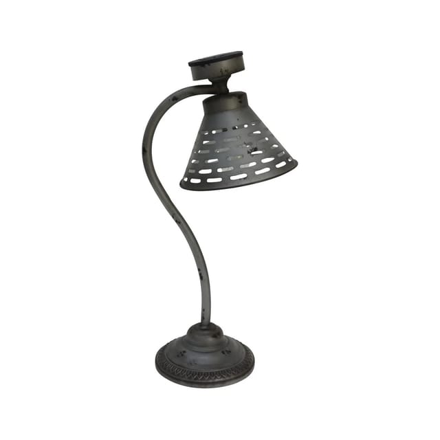 DELUKE Solar-Tischlampe RENNES Kunststoff Silber-Antik 57x22x30cm Gartenlampe Tischlampe Outdoor Leuchte
