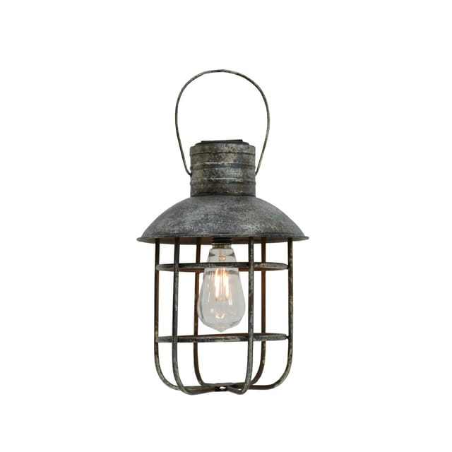 DELUKE Solar-Leuchte LUCCA Stahl Grau-Braun 33x22x22cm Gartenlampe Tischlampe Outdoor Leuchte