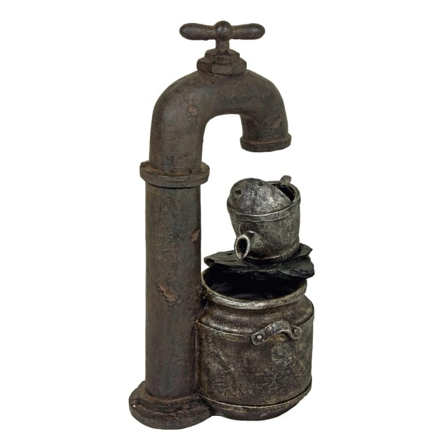 DELUKE Brunnen MARCEL Kunststoff Braungrau 74,5x28x41cm Gartendeko Teichdeko