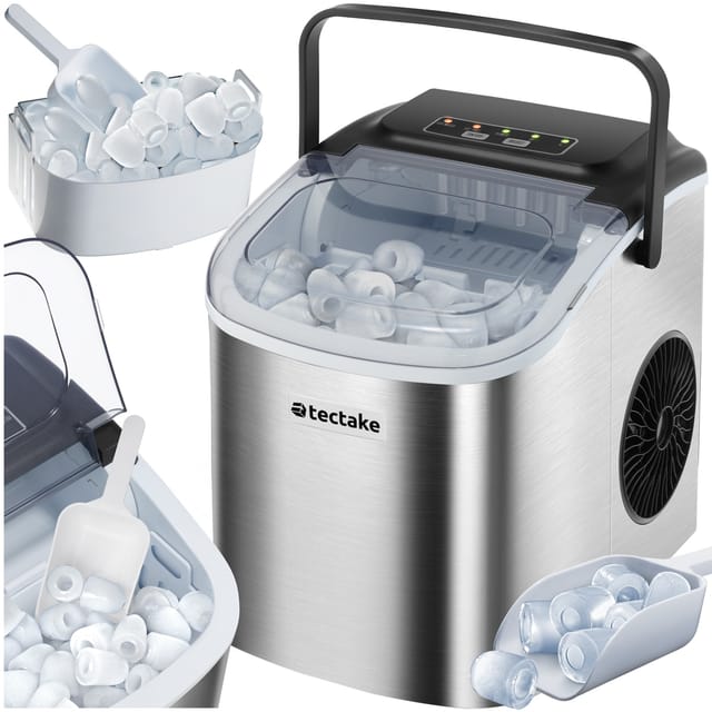 Tectake Eiswürfelmaschine Arctic 1 2 L Wassertank 2 Eiswürfelgrößen Zubereitung In 6 Bis 13 Minuten 12 kg In 24 H 30 x 24 x 29 cm Silber