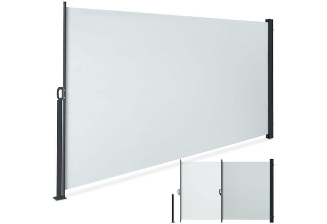 Tectake Seitenmarkise 160 x 300 cm Wetterfest Blickdicht 300 x 160 cm 300 x 9 x 160 cm Grau