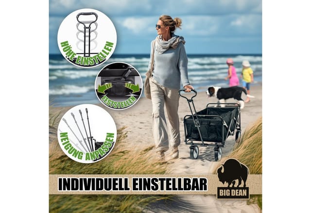 BigDean Bollerwagen Faltbar 100kg Belastbar 105L Robuster Bollerwagen