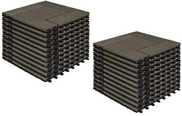WOLTU 22er-Set WPC Terrassenfliese Bodenbelag Für Terrasse Coffee