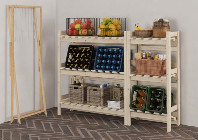 Erst-Holz Vorratsregal Schmal Kistenregal Lagerregal aus Massivholz Einzelstück