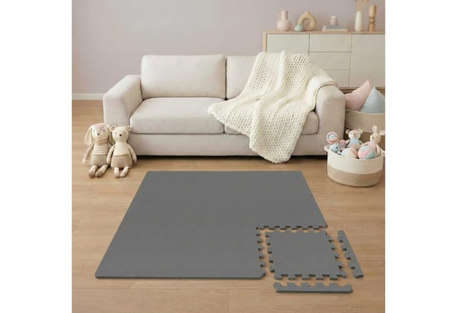 LittleTom Spiel- & Krabbelmatte Puzzlematte 9-teilig 30 x 30 cm Grau