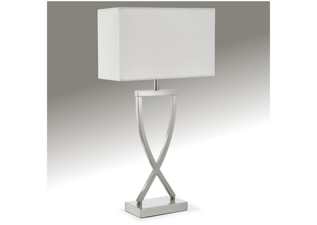 Tectake Tischleuchte Avina Modernes Design Blendfreies Licht Beschichtetes Eisengestell 60 W Nickelfarben 12 x 27 x 51 50 cm Nickelfarben