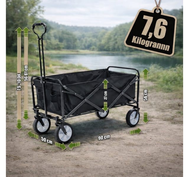 BigDean Bollerwagen Faltbar 105L bis 100 kg Belastbar Klappbarer Handwagen mit Ausziehbarer Deichsel & Netztaschen Bollerwagen Faltbar Kinder