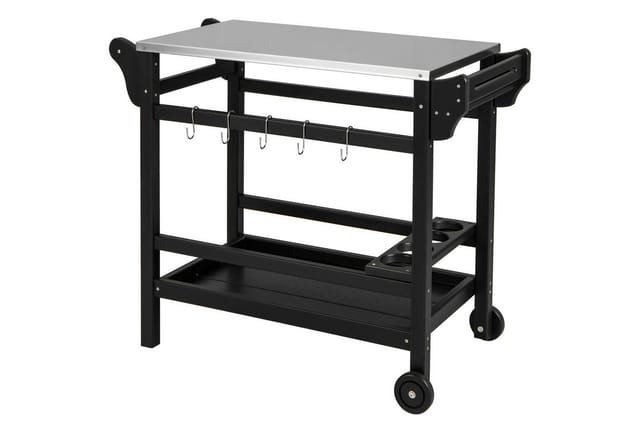 Costway Grillwagen Outdoor mit Gewürztablett & Weinflaschenregal