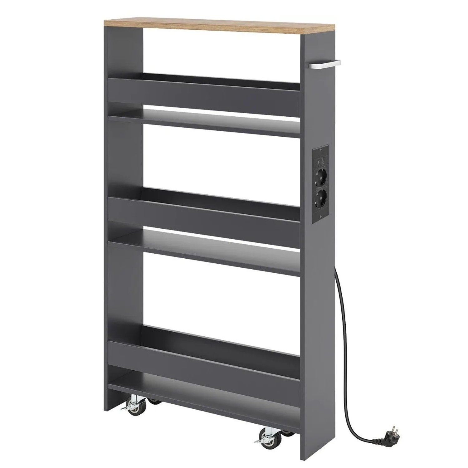 Costway Nischenwagen 13 cm Breit 4 Etagen Küchenwagen Grau