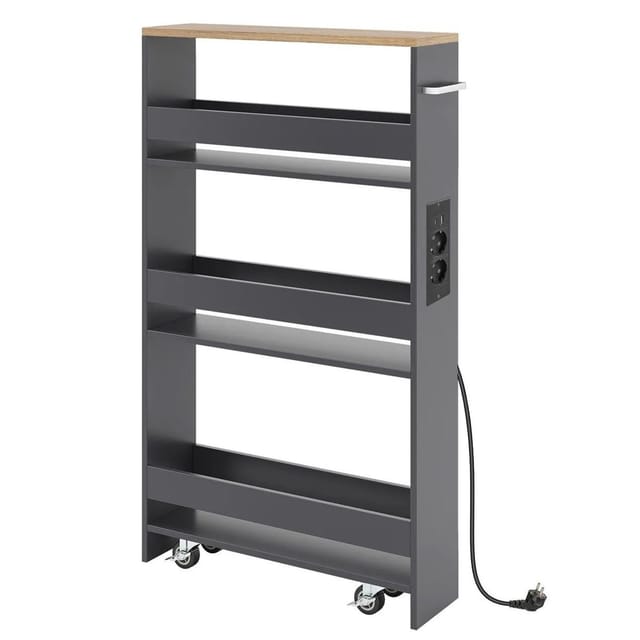 Costway Nischenwagen 13 cm Breit 4 Etagen Küchenwagen Grau