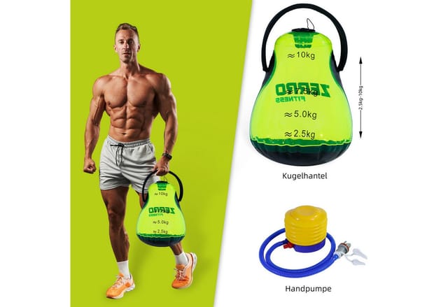 CCLIFE Kettlebell Wassergefüllt Fitness Hantel Befüllbar Verstellbar Grün 10 kg