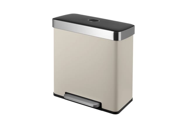 Svita LT2X30 Mülleimer 60l Treteimer 2 Fächer Mit Deckel Taupe