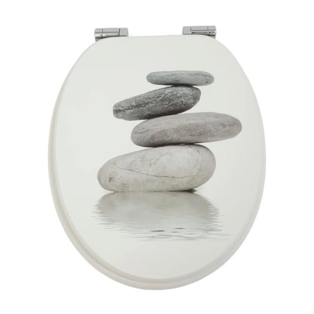 Sinobath WC-Sitz Oval mit Absenkautomatik Bedruckte Kieselsteine