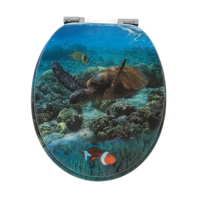 Sinobath WC-Sitz Oval mit Absenkautomatik Unterwasserwelt Universell Passend