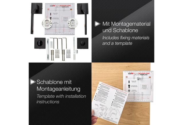 SOTECH Türdrücker HENRIK Aluguss mit Rosetten für Bad WC Schwarz Matt inkl. Befestigungsmaterial