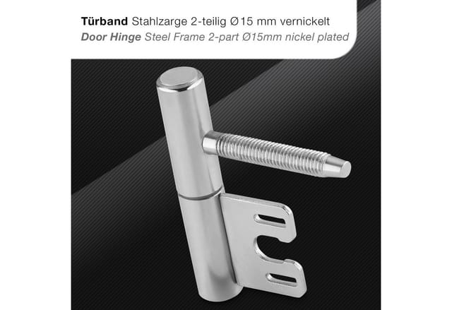 SOTECH 1 Paar Türbänder 2-Teilig Ø15 mm Stahl Vernickelt für Stahlzargen