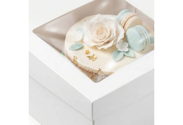 Relaxdays Tortenboxen Karton PET Weiß Transparent 10er Set mit Sichtfenster Inklusive Tortenboards 20 cm x 30 cm x 30 cm