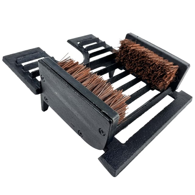 Relaxdays Schuhabstreifer Gusseisen Schwarz Schwer mit Bürsten mit Schuhauszieher 10,5 cm x 21,5 cm x 26,5 cm 2,4 kg
