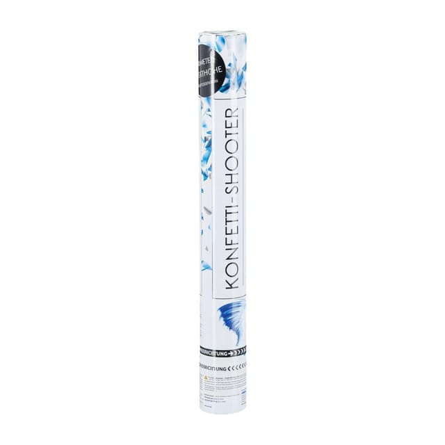 Relaxdays Konfettikanone Blau Silber mit Sicherheitsnetz 40 cm x 5 cm x 5 cm 150 g