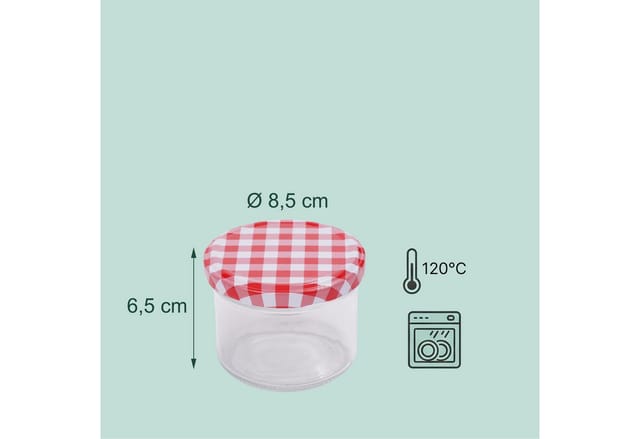 Relaxdays Einmachgläser Glas Stahl Transparent Rot Weiß Twist-Off Luftdicht 25er Set 6,5 cm x 8,5 cm 0,18 kg