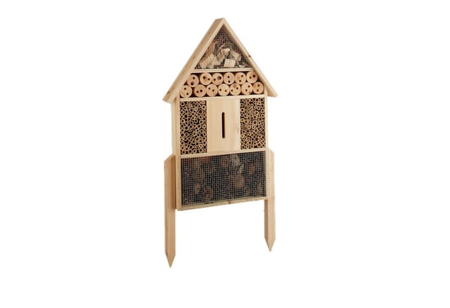 Relaxdays Insektenhotel Holz Natur Stehend Selbststehend 60,5 cm x 37 cm x 9 cm 2,3 kg