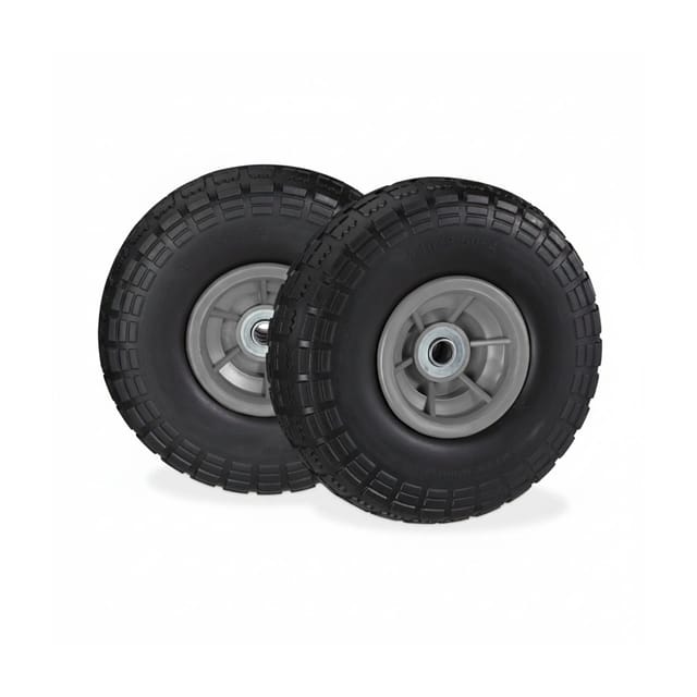 Relaxdays Sackkarrenrad 2er Set PU Schwarz Grau Pannensicher 26 cm x 8,5 cm 850 g
