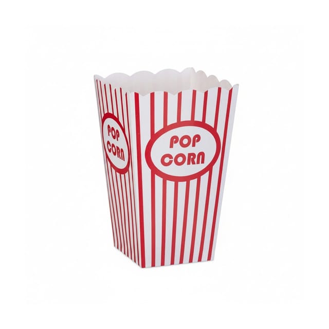 Relaxdays Popcorntüten 48 Stück Pappe Rot Weiß 16 cm x 12 cm x 10 cm