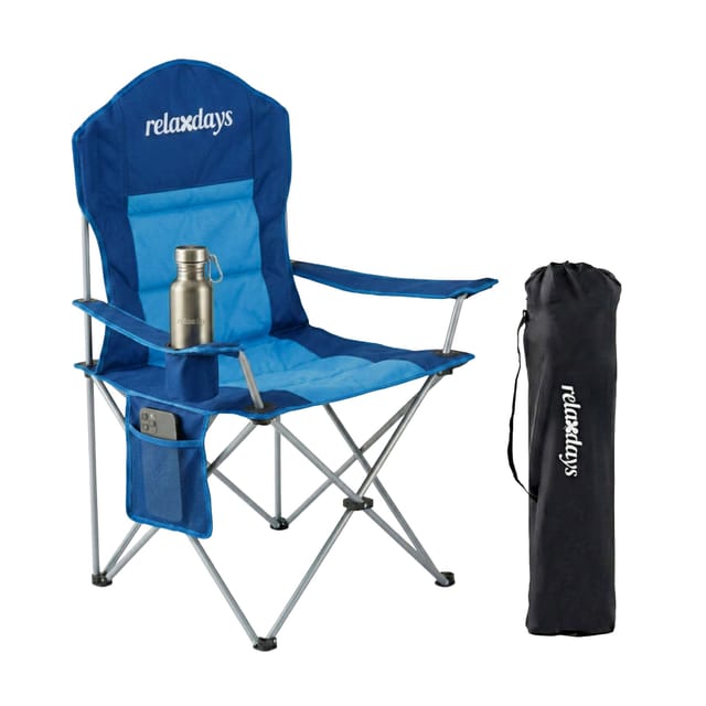 Relaxdays Campingstuhl Stahl Blau Faltbar 108 cm x 86 cm x 61 cm