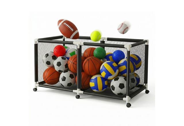 Relaxdays Ballwagen Kunststoff Schwarz Rollbar Feststellbar Belüftet 85 cm x 160 cm x 78 cm 6,3 kg