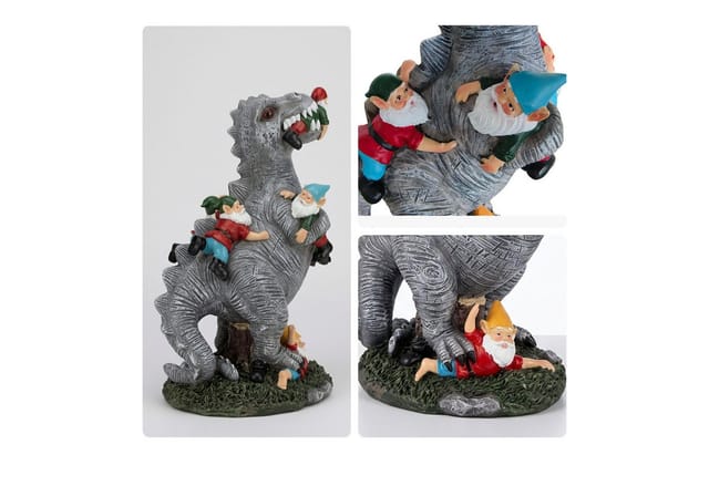 Relaxdays T-Rex-Gartenfigur Polyresin Bunt Wetterfest Frostbeständig UV-Beständig 28,5 cm x 15,5 cm x 9 cm