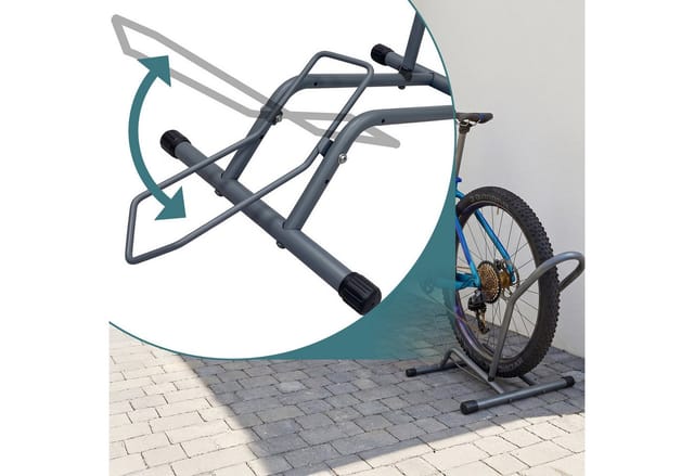 Relaxdays Fahrradständer Stahl Anthrazit Freistehend Rutschfest für 16 bis 29 Zoll 38 cm x 41 cm x 59 cm