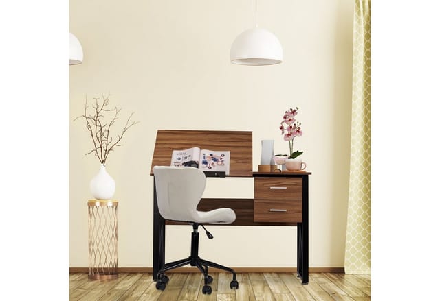 Relaxdays Schreibtisch Spanplatte Schwarz Neigbar 75 cm x 110 cm x 55 cm