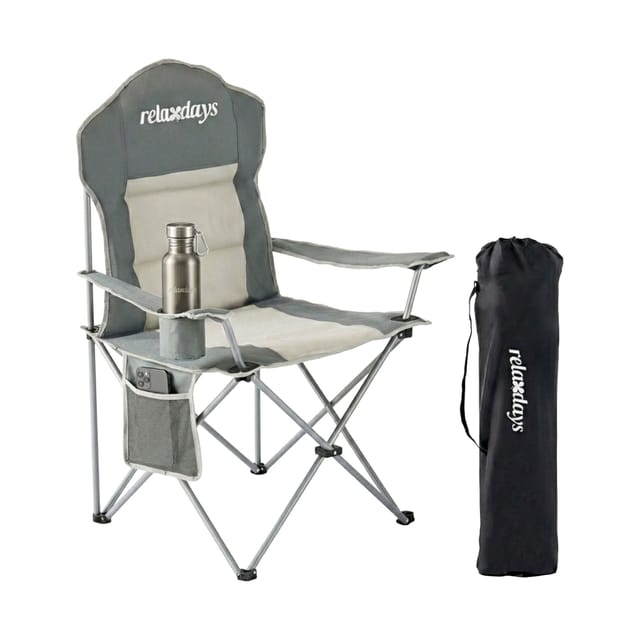 Relaxdays Campingstuhl Stahl Grau Faltbar 108 cm x 86 cm x 61 cm