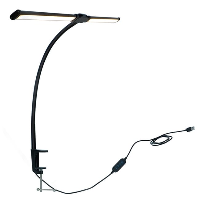 Relaxdays Schreibtischlampe Metall Schwarz Klemmbar LED 50 cm x 61 cm x 5,5 cm