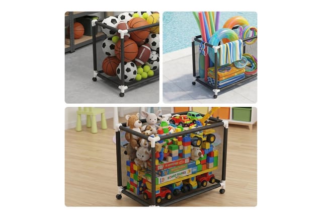 Relaxdays Ballwagen Kunststoff Schwarz Rollbar Feststellbar Belüftet 85 cm x 120 cm x 78 cm 4,8 kg