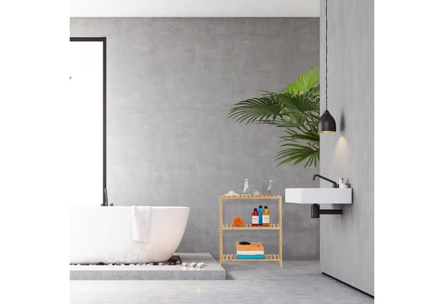 Relaxdays Badregal Bambus Natur Höhenverstellbar 69 cm x 60 cm x 26 cm