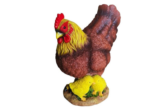 Relaxdays Gartenfigur Huhn Polyresin Bunt UV-Beständig 24 cm x 22 cm x 9 cm